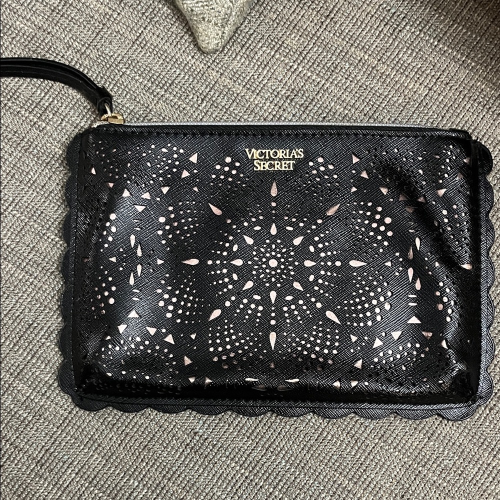 Victoria's Secret Black Clutch with Pink Cutout Design